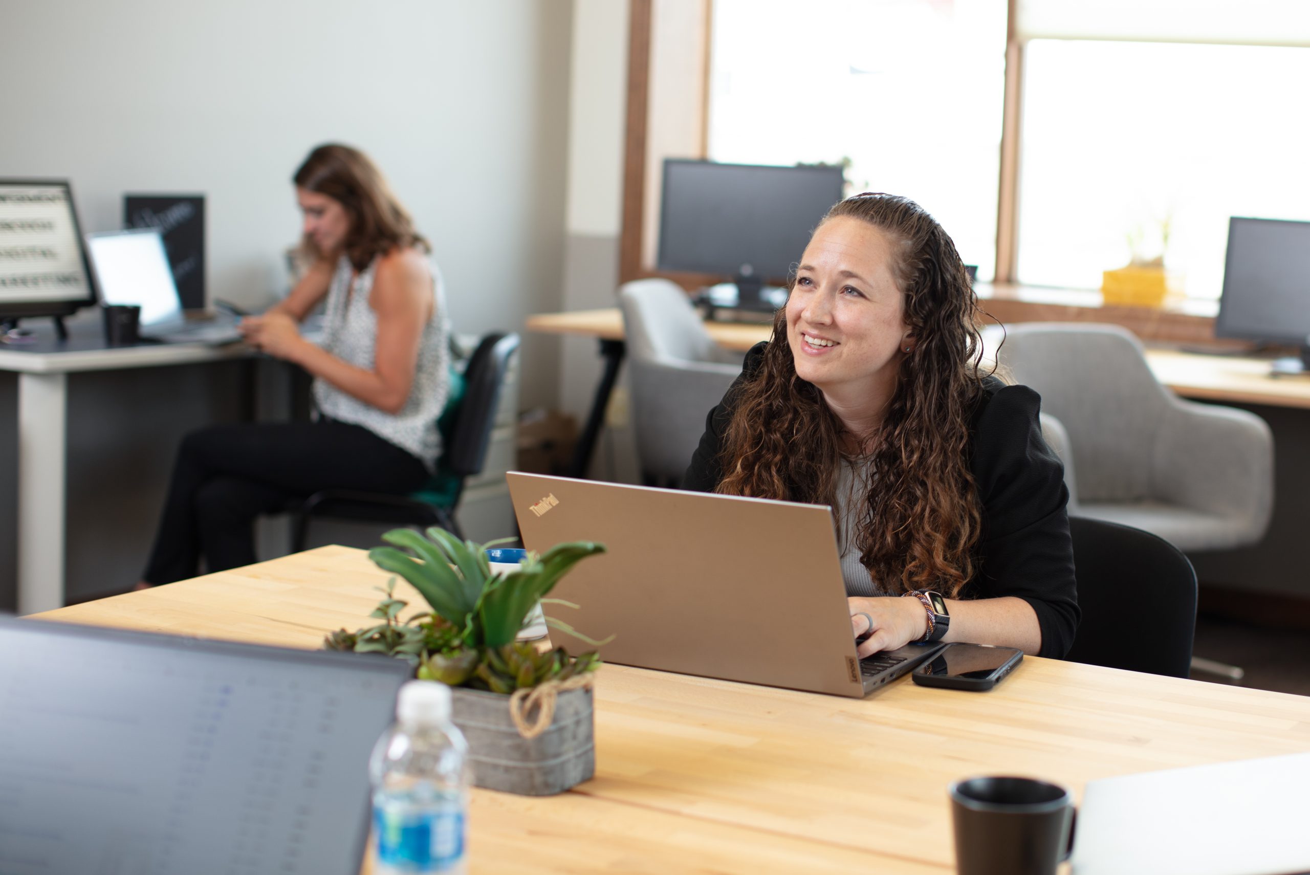 Kayde Kempen working in the office.